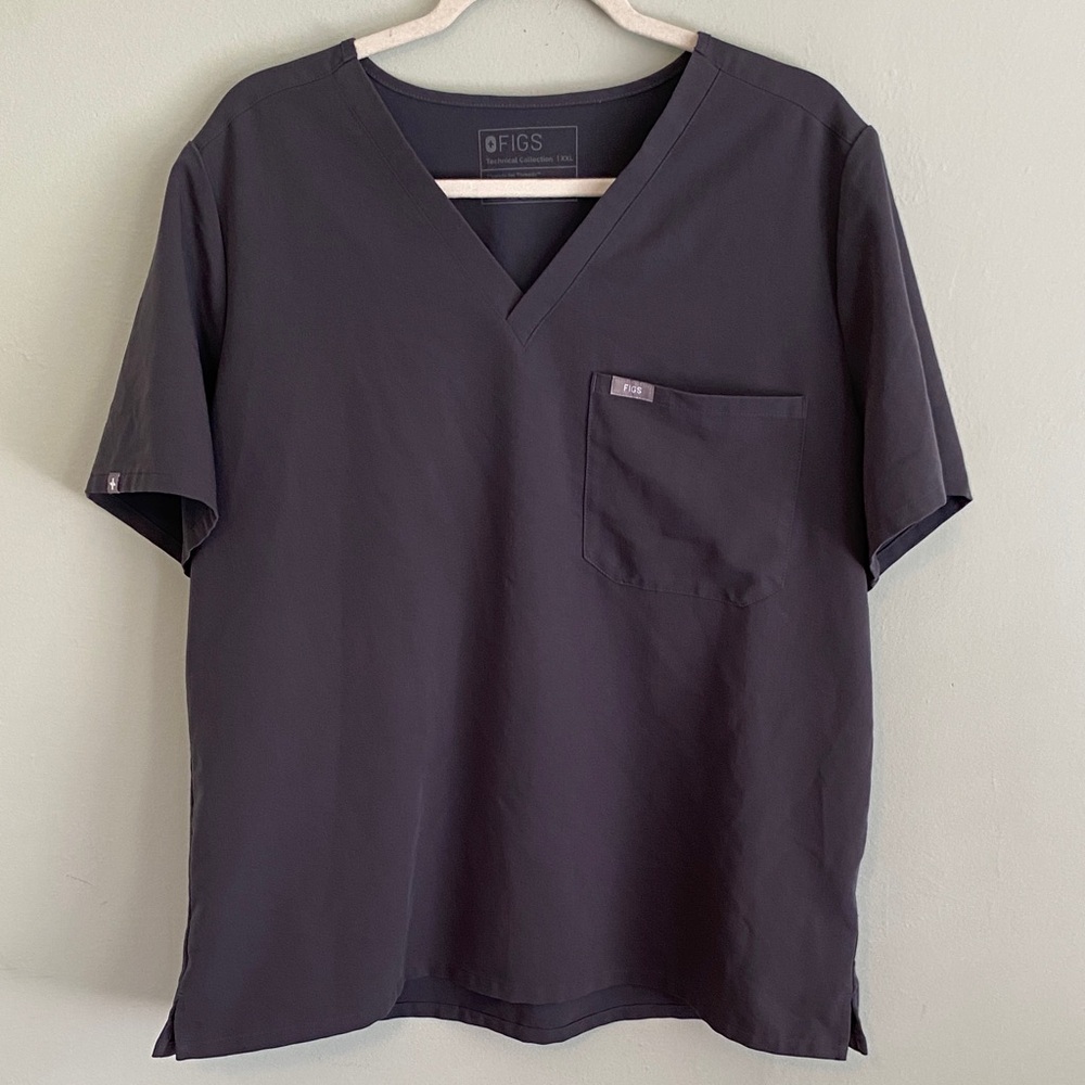 Figs Women’s V-Neck Short Sleeve Scrub Top Dark Gray Size XXL